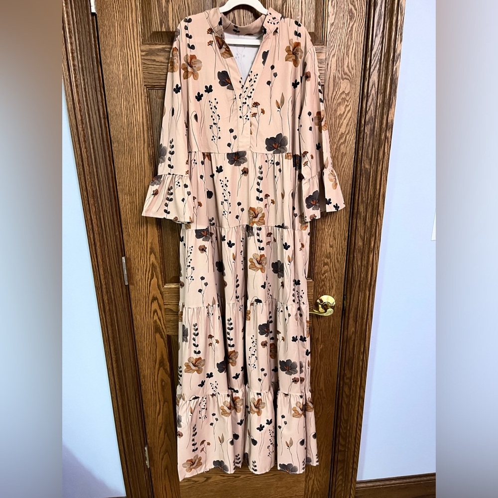 Floral Long Sleeve Dress with Ruffle Details